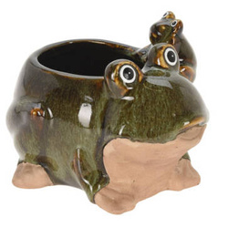 Ghiveci de gradina din portelan, broasca, 15 x 11 cm