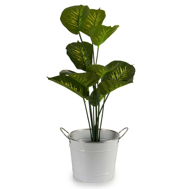 Husa ghiveci tip galeata, zinc, alb, Ø 21 cm