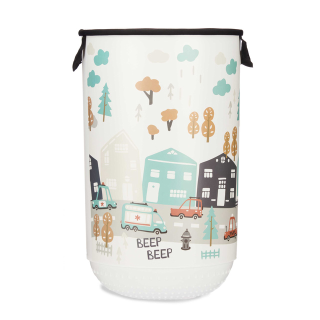 Coș de rufe cu capac cu model de oraș BEEP BEEP, 40 l