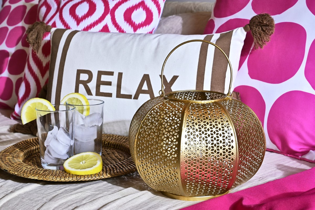 Felinar oriental Selim, 23 cm, auriu