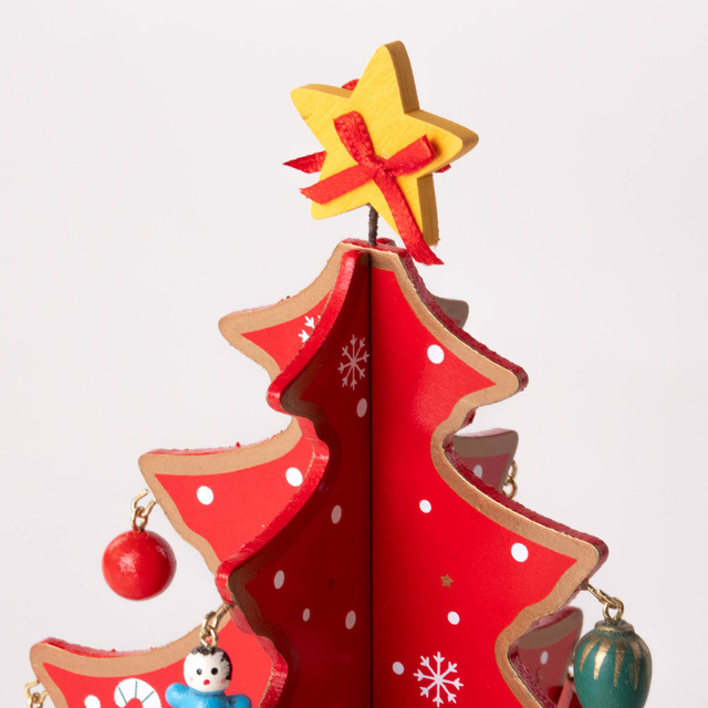 Brad de Crăciun pliabil cu decorațiuni decorative, ornament din lemn de 26 cm