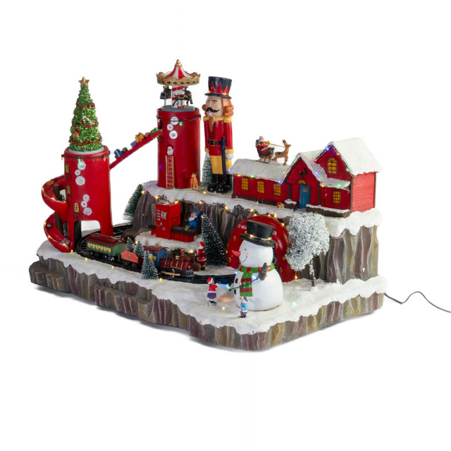 Sat de Crăciun, scenă de Crăciun cu fabrica de cadouri