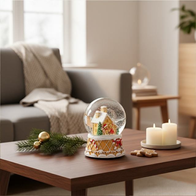 Glob de zăpadă, căsuță din turtă dulce, Ø 10 cm