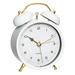 Ceas de masa cu alarma si limbii aurii, alb, 10 x 5,5 x 13,5 cm