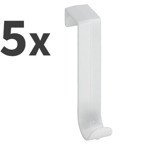 Set 5 cuiere cu atasare pe usa, Argintiu, 8x4x1,5 cm, Wenko