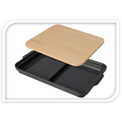 Tocator din bambus cu tava, 37 x 24 cm