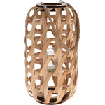 Felinar din lemn, impletitura minimalista si maner din sfoara.