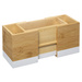 Organizator de tacâmuri, dimensiune reglabilă, bambus, alb, 18 x 10 x 12 cm
