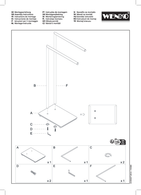 Suport metalic pentru prosoape RECCO, cu doua brate