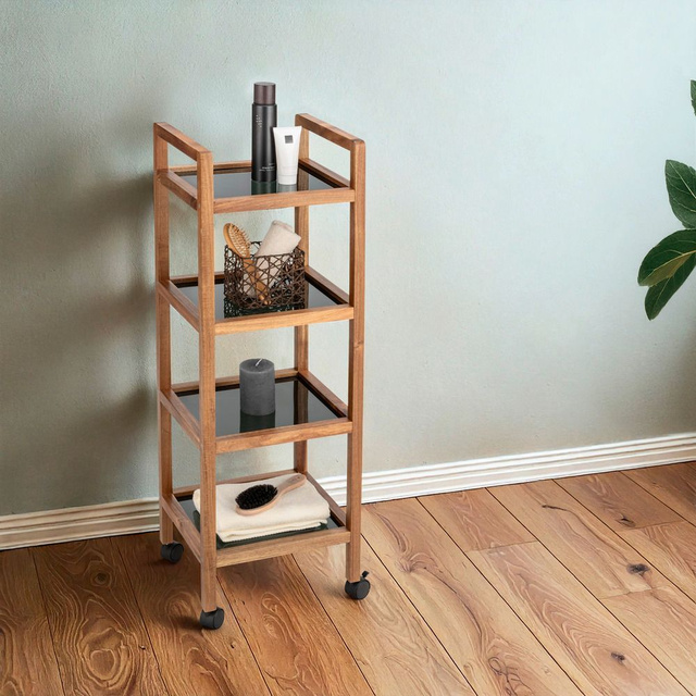 Etajeră mobilă din lemn de salcâm FONDI, 4 niveluri, înălțime 101,5 cm