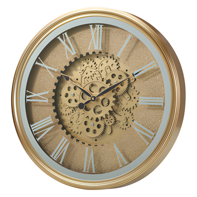 Ceas de perete auriu cu mecanism rotativ VERTEX, Ø 50 cm