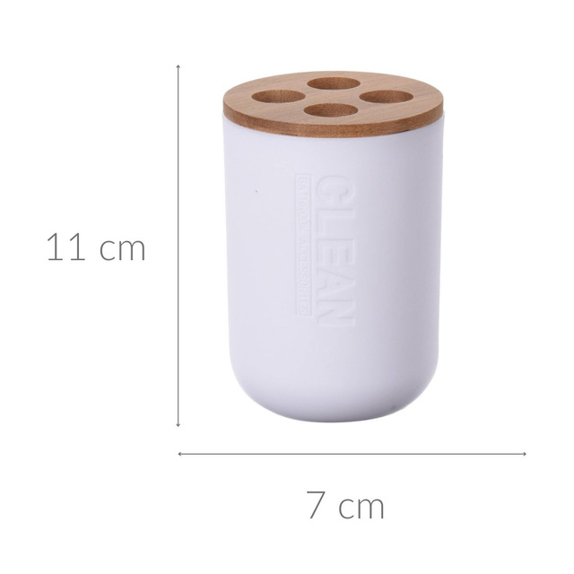 Pahar pentru periute de dinti cu capac din bambus