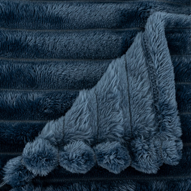 Pătură flanelată din cord 130 x 170 cm -albastră