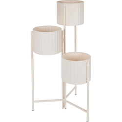 Suport de flori loft pentru 3 ghivece VIKO, metalic, crem.
