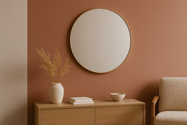 Oglindă rotundă NOOR, ramă metalică, culoare aurie, Ø 80 cm