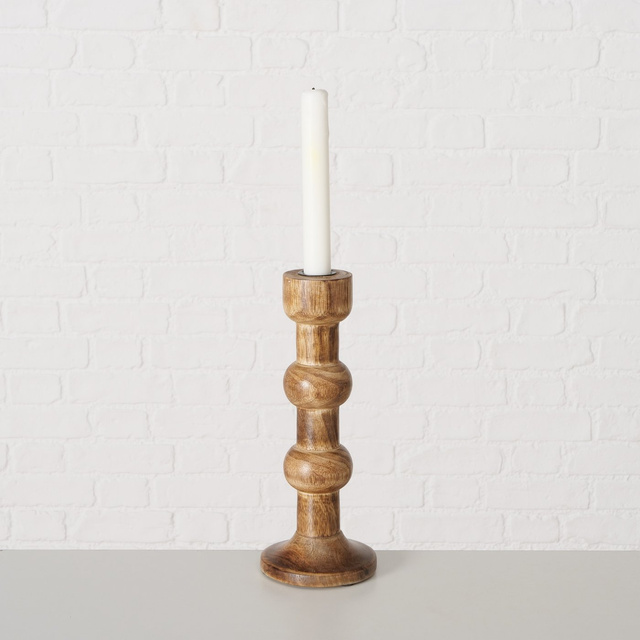 Set 2 sfeșnice  din lemn  sculptate Bubbles,  maro