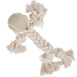 Jucărie pentru câini, sfoară cu noduri și minge, 25 cm