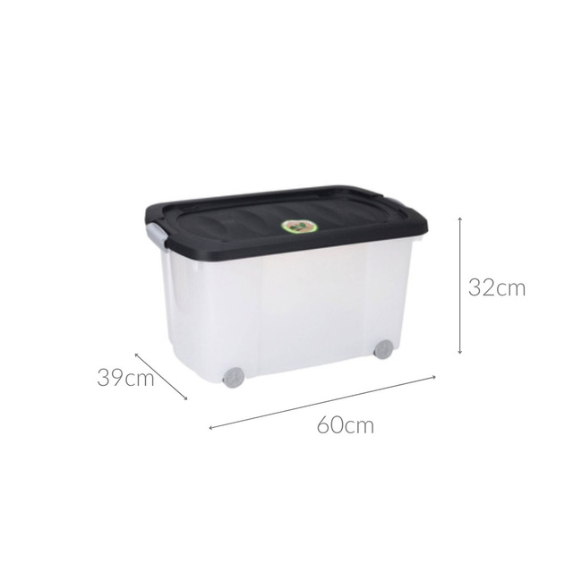 Recipient depozitare, cu roti, plastic reciclat, 45 l