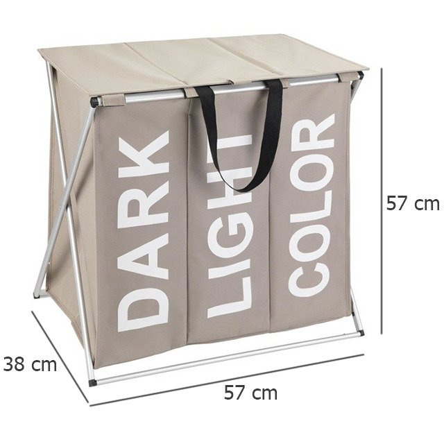 Cos de rufe pliabil cu 3 compartimente, Bej, 118 L, Wenko