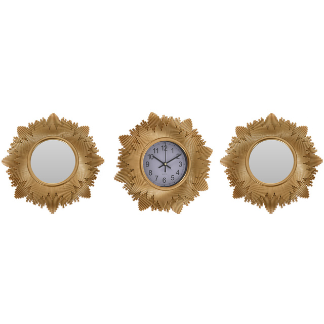 Ceas de perete soare Ø 78 cm + 2 oglinzi glamour