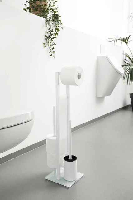 Suport pentru hârtie igienică și perie pentru toaletă, RIVALTA WHITE - 3 în 1, WENKO, alb