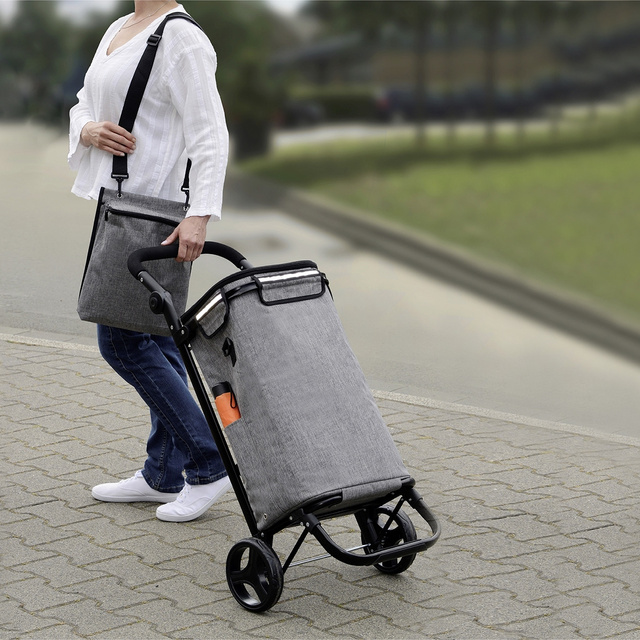 Cărucior de cumpărături cu roți, geantă termică, 38 l