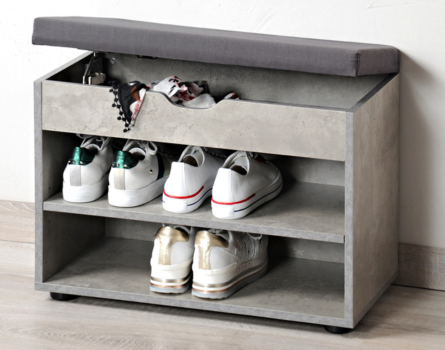 Dulap pentru pantofi cu scaun și compartiment de depozitare, KESPER