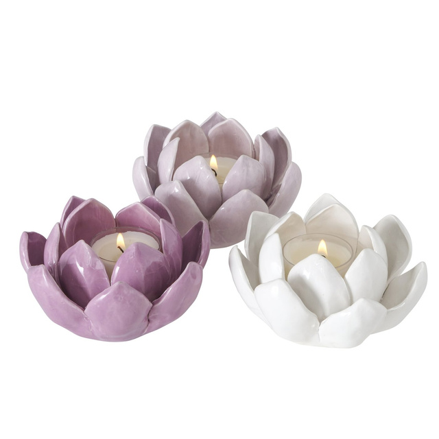 Sfeșnic din ceramică, floare, LIRIO, 8 x 10 cm