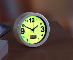 Ceas deşteptător electronic cu cadran fluorescent, Ø 9,5 cm