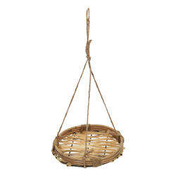 Ghiveci suspendat din bambus si ratan, Ø 20 x 40 cm