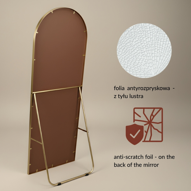 Oglindă mare de podea FRAM, 150 x 50 cm, aurie