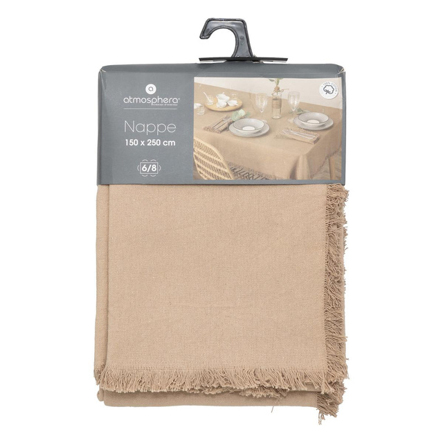 Față de masă din bumbac cu franjuri MAHA, 150 × 250 cm