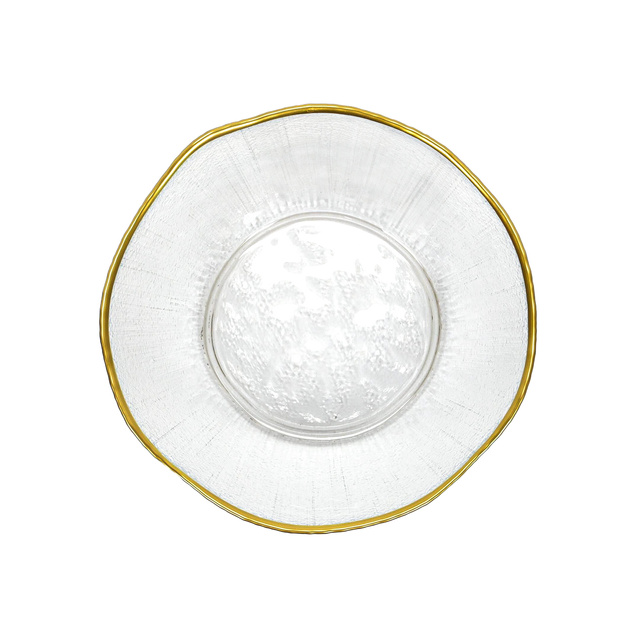 Bol de sticlă cu margine aurie DATURA, 15 cm
