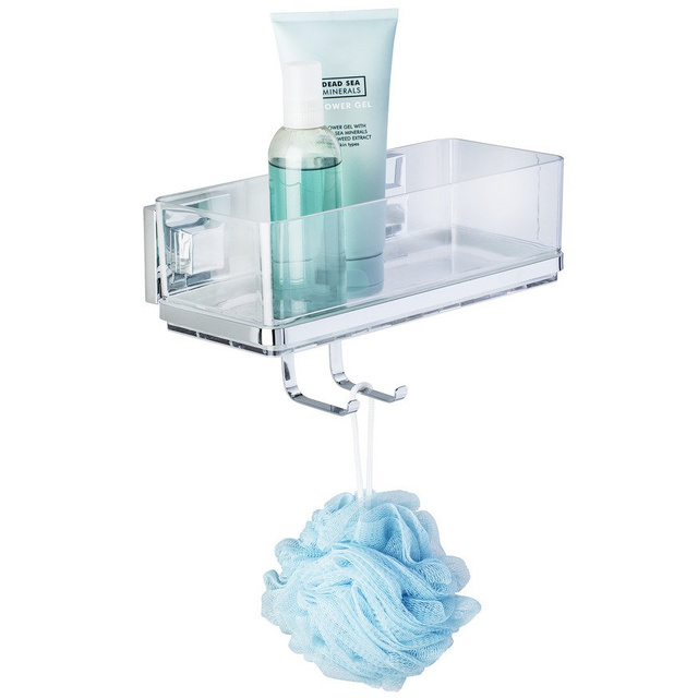 Raft de baie dreptunghiular QUADRO cu cârlig, Vacuum-Loc, pentru duș, WENKO