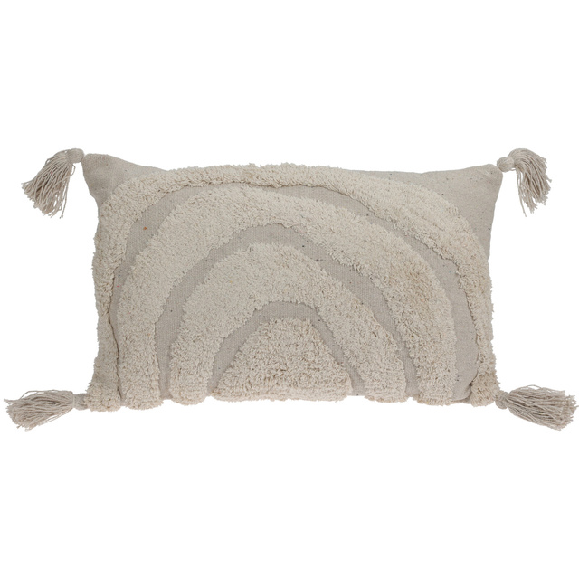 Perna decorativă din bumbac tuftat, ciucuri, curcubeu, 30 x 50 cm