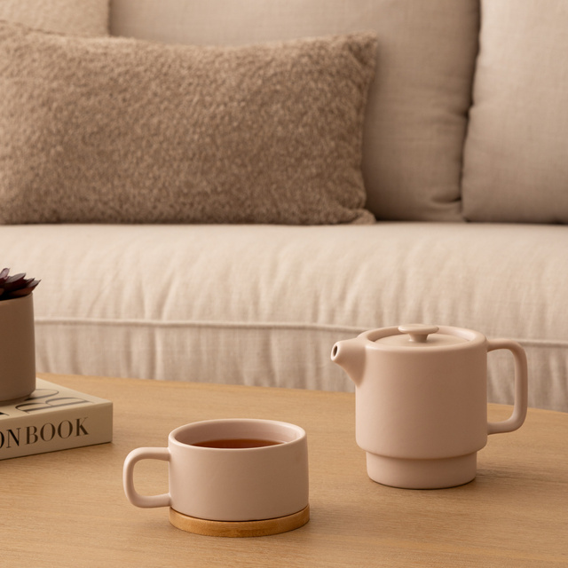 Ceainic cu cană, NATURAL, 800 ml, roz deschis