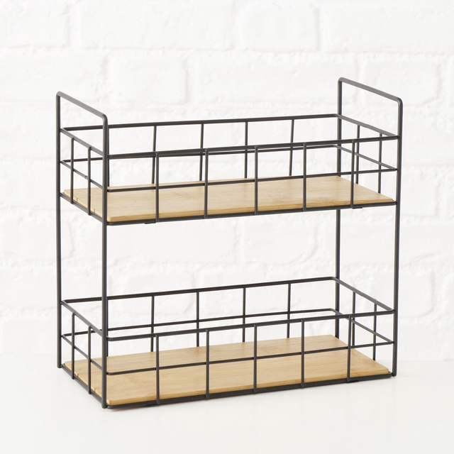 NEILA tavă cu două etaje din metal și bambus, 25 cm