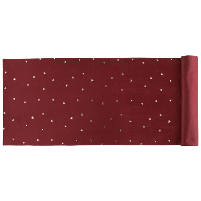 Culoar din velur pentru masă, 35 x 100 cm, cu stele aurii, roșu