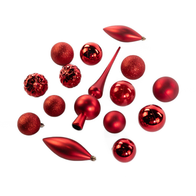 Set de globuri de diferite forme cu vârf pentru brad, 19 buc.