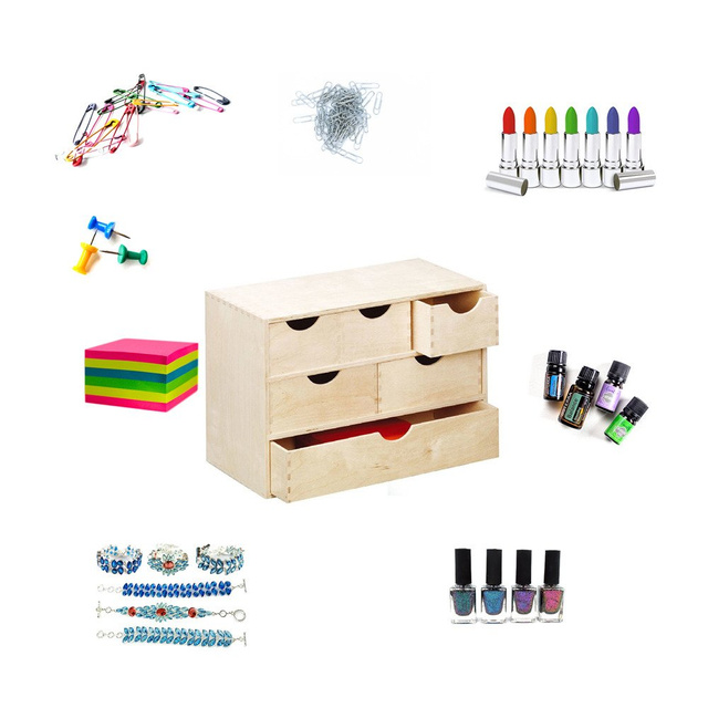 Recipient pentru mărunțișuri, 6 sertare, din lemn, ZELLER