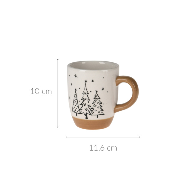 Cana de iarnă cu motiv de brăduți, 330 ml