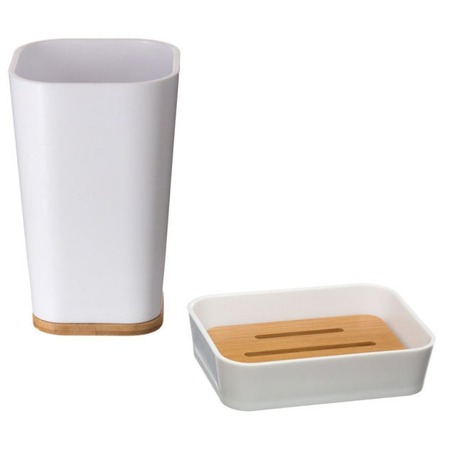 Set accesorii baie: recipient perie + sapuniera