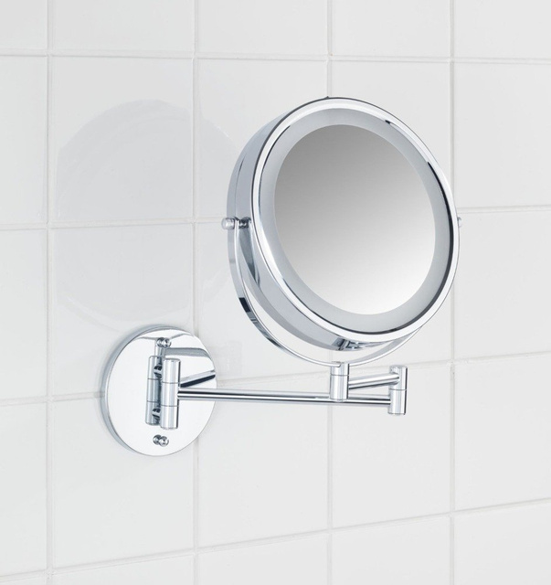 Oglindă cosmetică de perete Power-Loc LUMI cu iluminare LED, mărire x5, WENKO