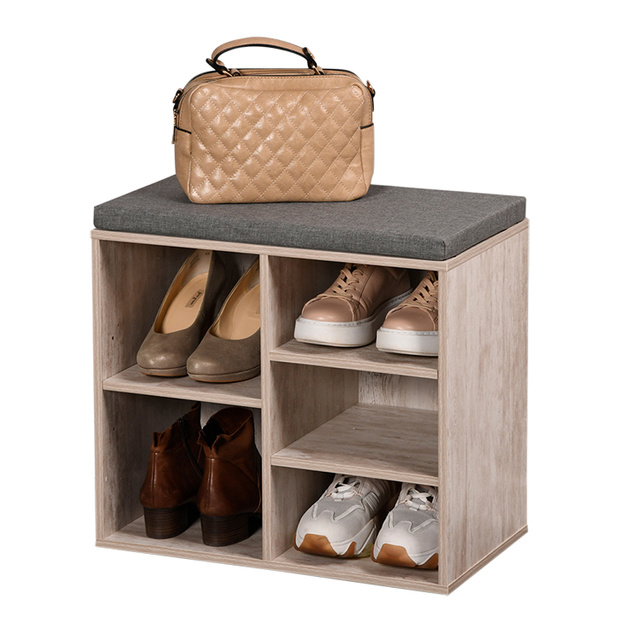 Dulap pantofi cu scaun, 5 compartimente, MDF, Kesper