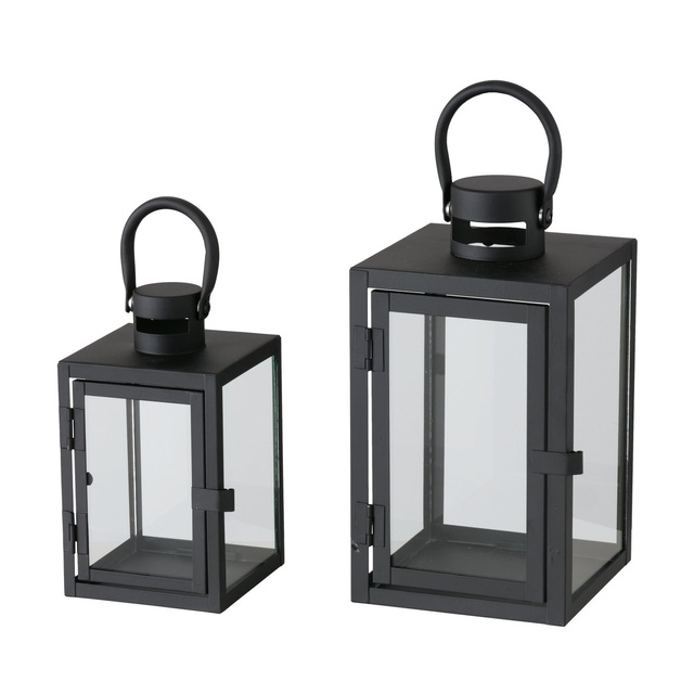 Lantern metalic cu geam din sticla, doua marimi, ARANA