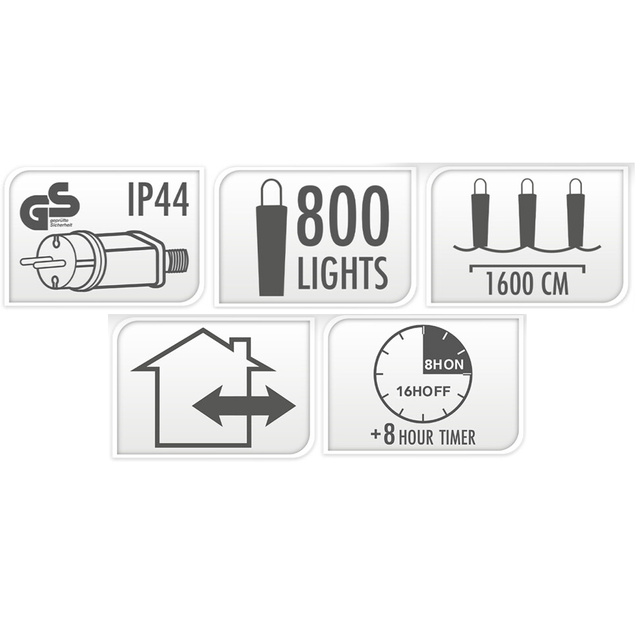 Lămpi de brad LED cu efect de apă curgătoare, 800 cm