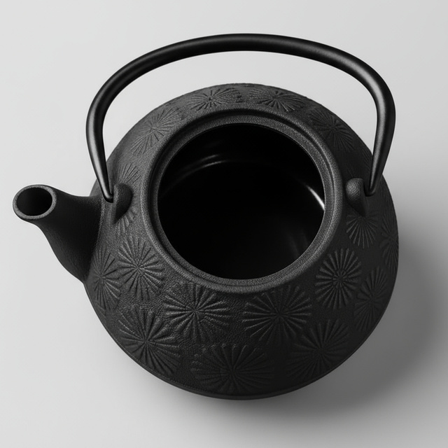 Căldare din fontă cu cești și suport KOGA, 1200 ml, negru