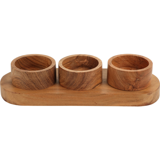 Set de servire gustari, lemn de salcam, 28 x 10 x 6 cm