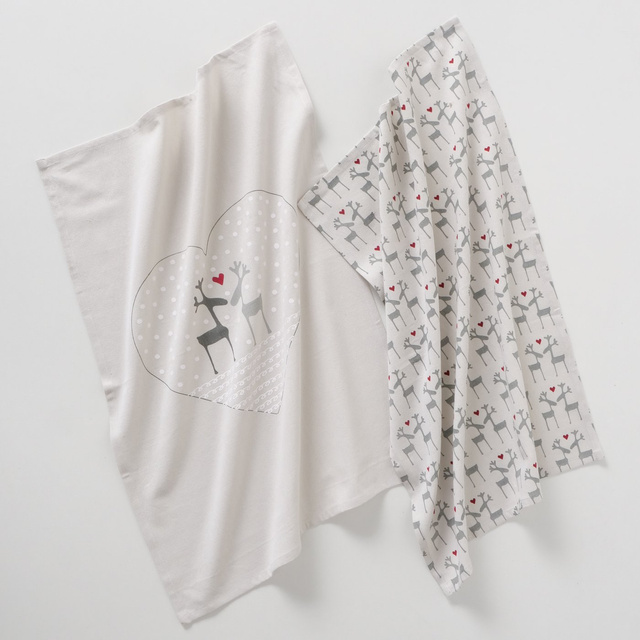 Prosoape de bucătărie cu model festiv LOVELIES, 50 x 70 cm, 2 buc.