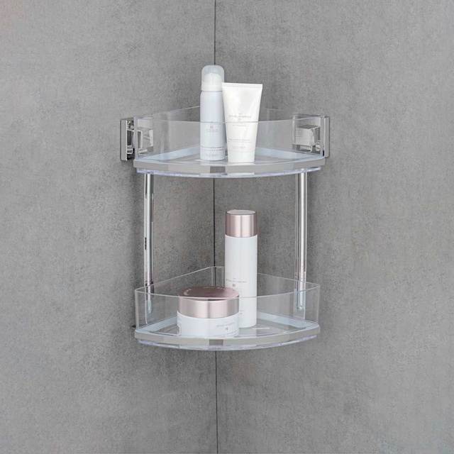 Raft baie de colț QUADRO, Vacuum-Loc pentru duș, 2 niveluri, WENKO